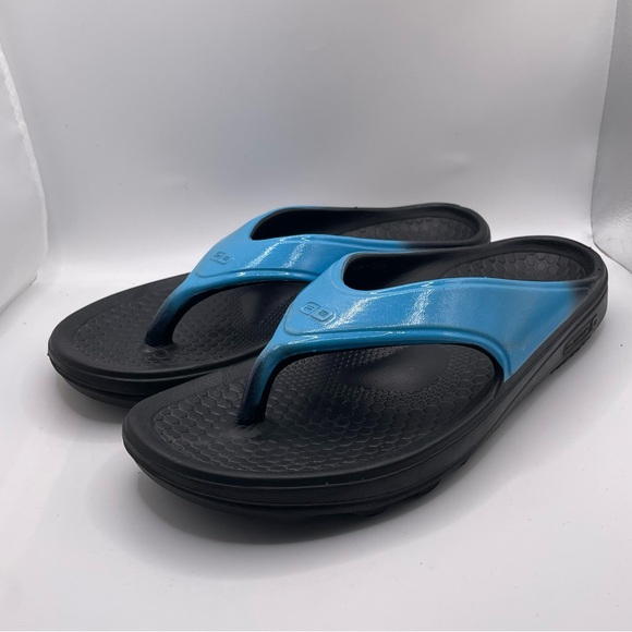 Spenco Fusion 2 Sandals Men's Size 9 Black Blue Thong Summer Open Toe Beach - Picture 3 of 7